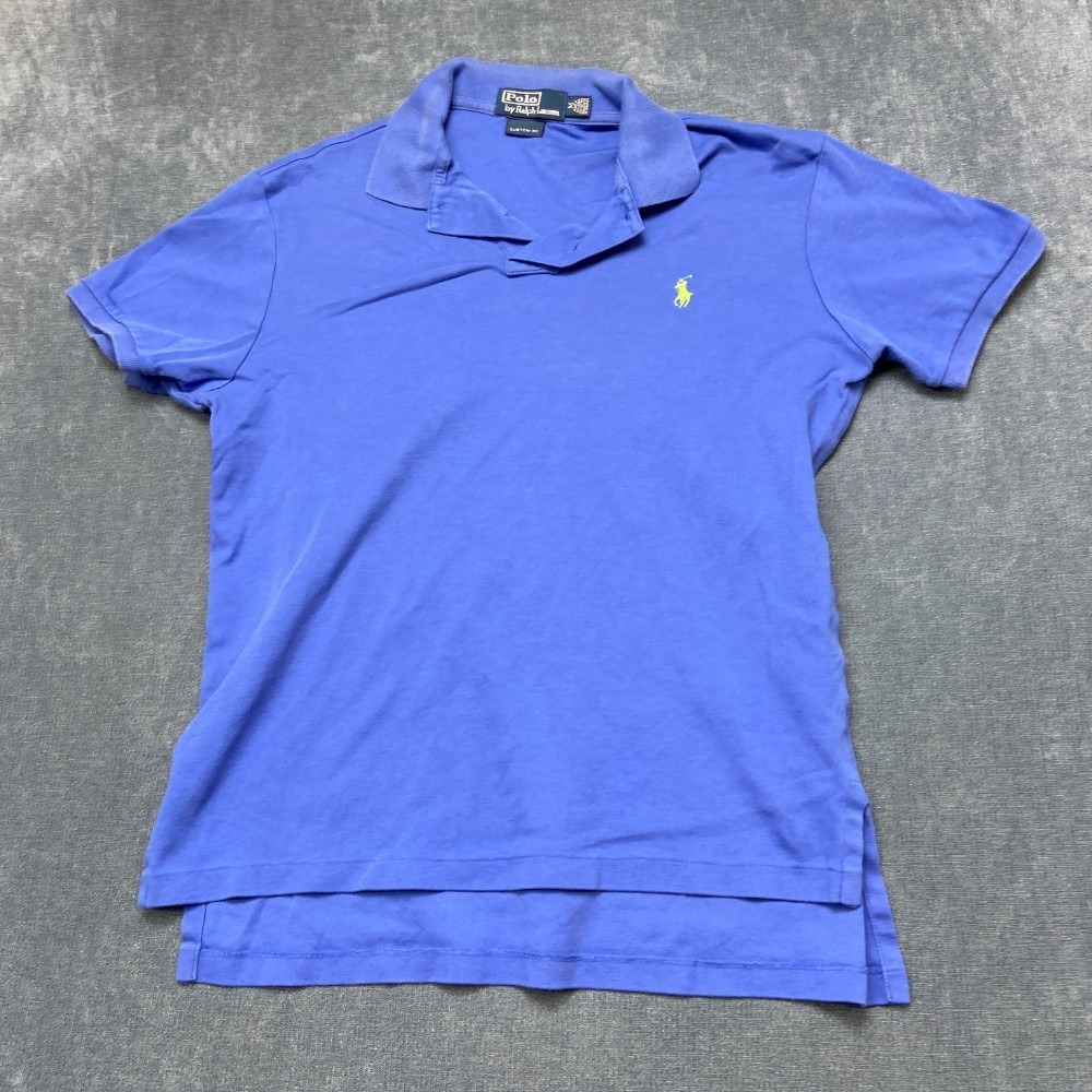 Polo By Ralph Lauren Custom Fit Polo Shirt Men M Blue Cotton Logo Short Sleeve
